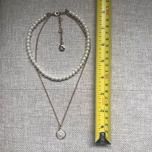 Gold and pearl layered choker necklace